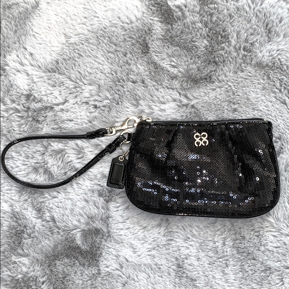 Coach black sequin wristlet